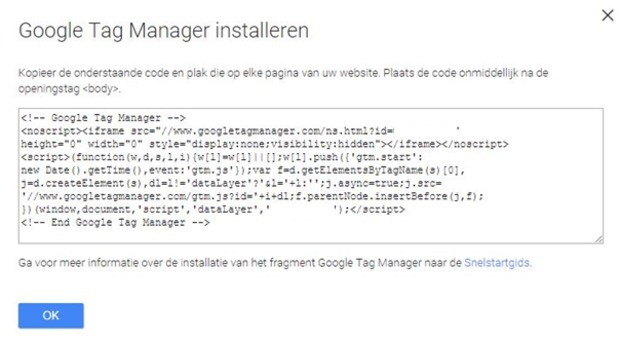 Google Tag Manager aanmaken